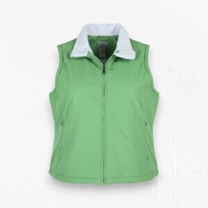 Y2K L.L. Bean Bright Green Fleece Lined Full Zip Collared Gorpcore Vest Size XXL